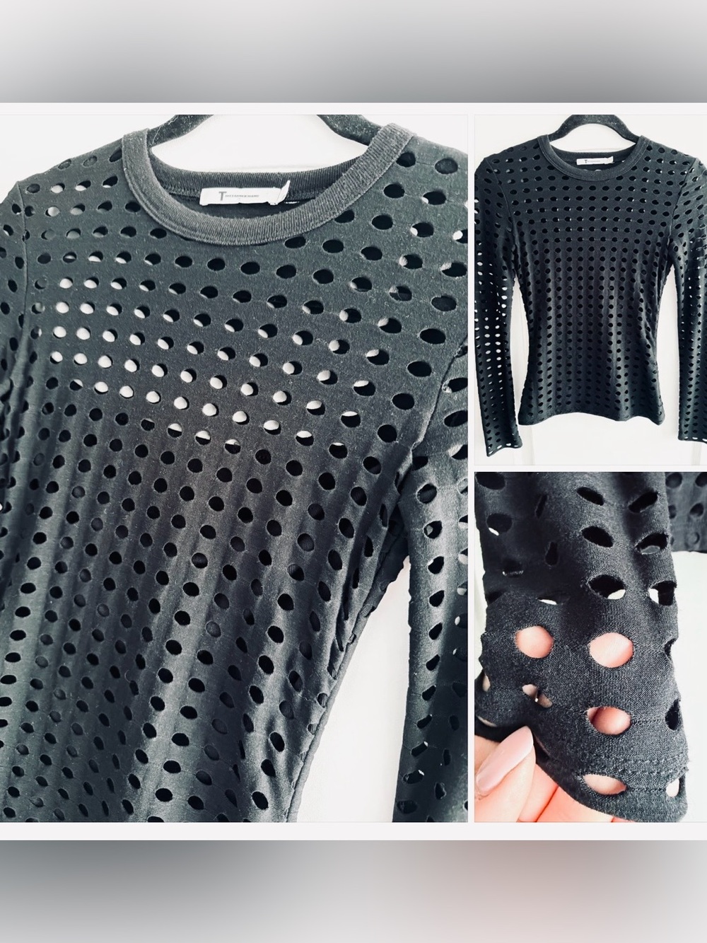 Alexander Wang Perforated laser cut long sleeve top